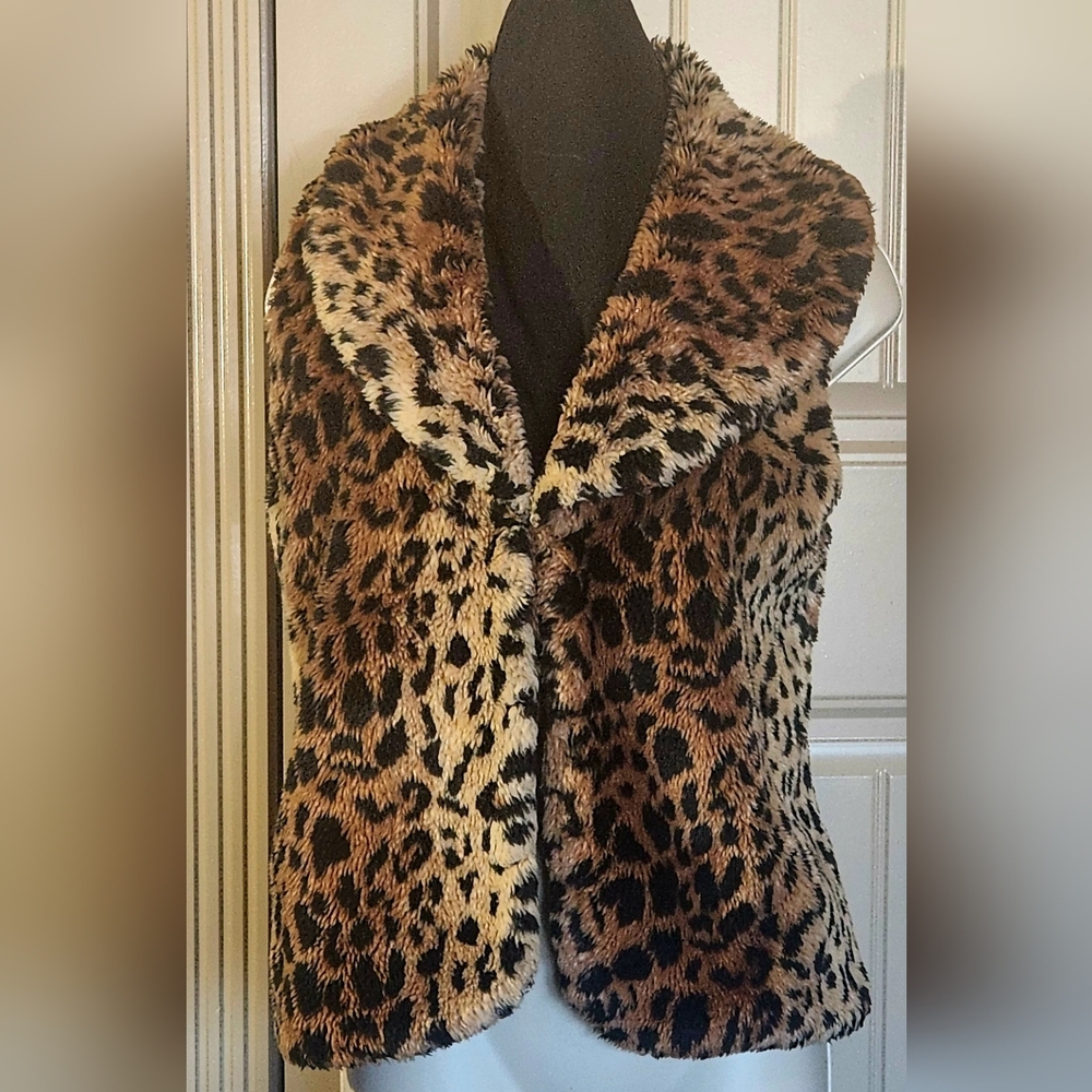 Animal print fluffy women's vest M/L